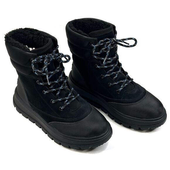 Koolaburra by UGG Deza Lace-Up Utility Boots Womens Size 8 Black Suede New $120 - Picture 1 of 14